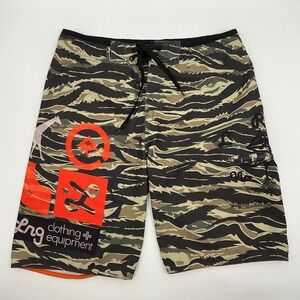 LRG Lifted Research Group Tiger Camo Board Shorts Swim Trunks 32 Beach Surfing